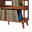 Pemberly Row Contemporary Large Record Storage Console Walnut