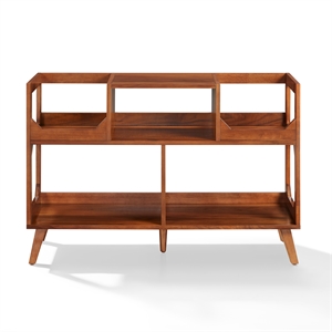 Pemberly Row Contemporary Large Record Storage Console Walnut
