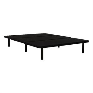Pemberly Row Black Upholstered Full Platform Bed Frame with Steel Construction
