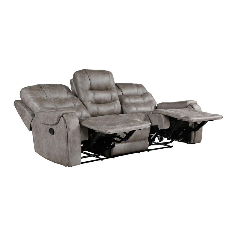 Pemberly Row 2-Piece Microfiber Double Reclining Sofa Set in Grayish brown