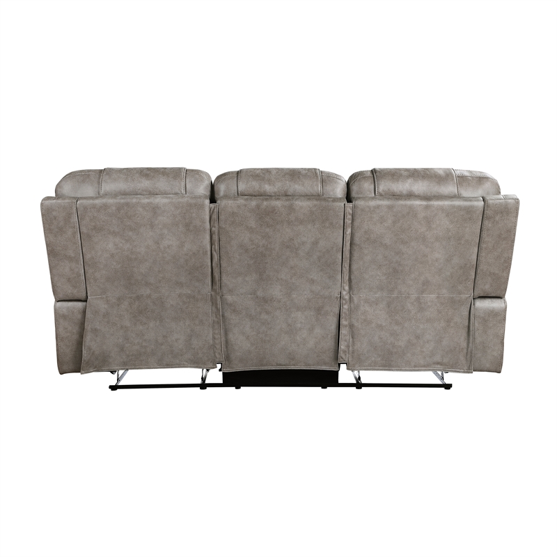 Pemberly Row 2-Piece Microfiber Double Reclining Sofa Set in Grayish brown