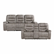 Pemberly Row 2-Piece Microfiber Double Reclining Sofa Set in Grayish brown