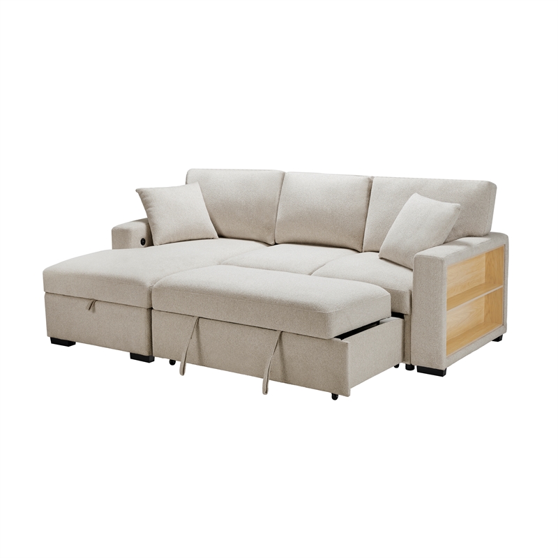 Pemberly Row Modern Boucle Sectional with Left Chaise in Beige