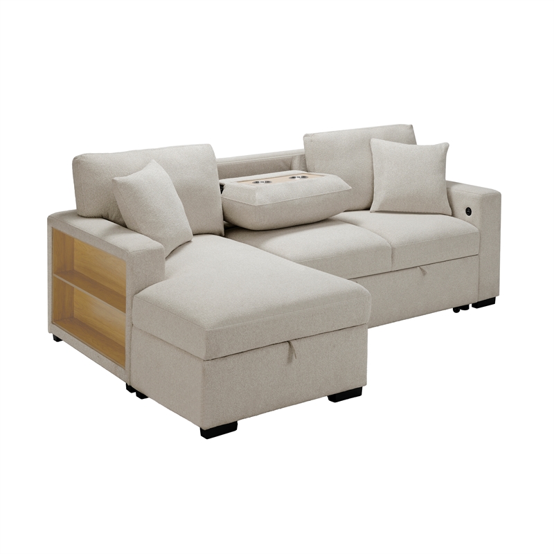 Pemberly Row Modern Boucle Sectional with Left Chaise in Beige