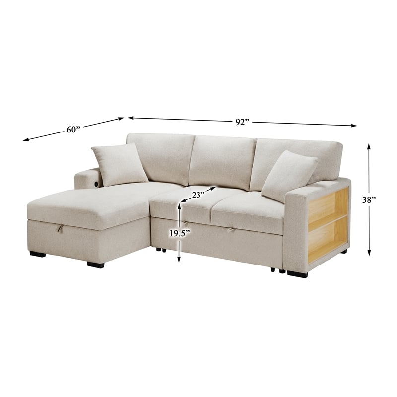 Pemberly Row Modern Boucle Sectional with Left Chaise in Beige