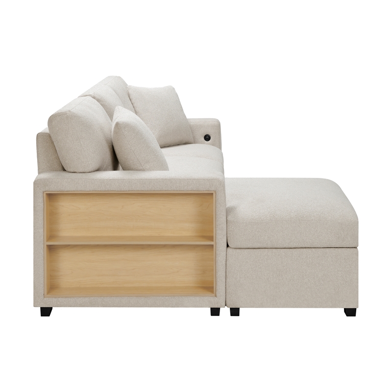 Pemberly Row Modern Boucle Sectional with Left Chaise in Beige