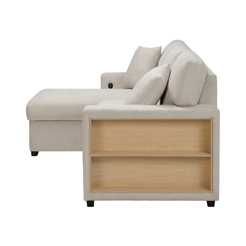 Pemberly Row Modern Boucle Sectional with Left Chaise in Beige