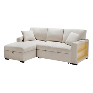 Pemberly Row Modern Boucle Sectional with Left Chaise in Beige