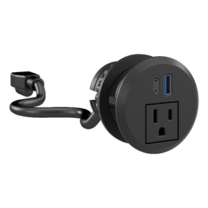 Pemberly Row 2&quot Desktop Power Grommet w/ AC Outlet and USB-A/USB-C Ports - Black