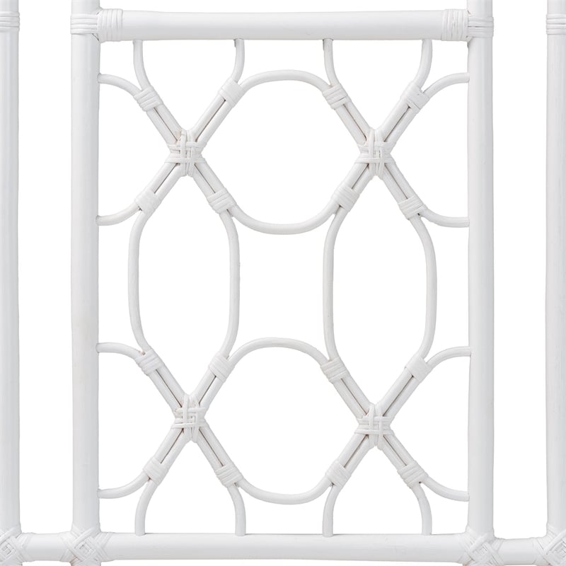 Pemberly Row Bohemian White Rattan Queen Size Standalone Headboard