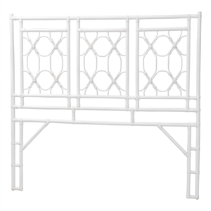Pemberly Row Bohemian White Rattan Queen Size Standalone Headboard