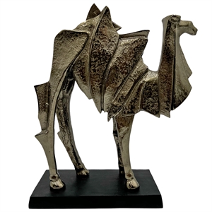 Pemberly Row 18&quot Tall Handmade Aluminum Abstract Camel Sculpture in Bronze