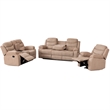 Pemberly Row Fabric Reclining Sofa Set Modern Chair & Loveseat & Sofa Set Camel