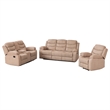 Pemberly Row Fabric Reclining Sofa Set Modern Chair & Loveseat & Sofa Set Camel