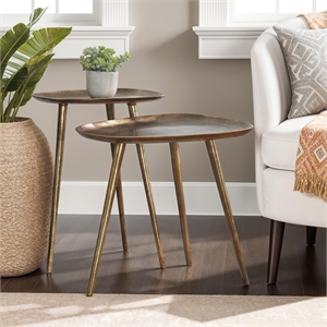 pemberly row modern metal nesting end tables in brass metal finish