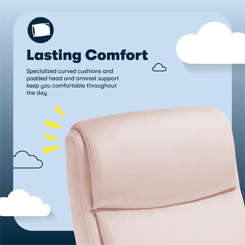 Pemberly Row Comfort Executive Office Chair Ergonomic with Pink Bonded Leather