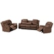 Pemberly Row 3Pc Fabric Reclining Living Room Set with Cup Holders Storage Brown