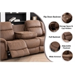 Pemberly Row 3Pc Fabric Reclining Living Room Set with Cup Holders Storage Brown