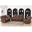 Pemberly Row 3Pc Fabric Reclining Living Room Set with Cup Holders Storage Brown