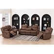 Pemberly Row 3Pc Fabric Reclining Living Room Set with Cup Holders Storage Brown