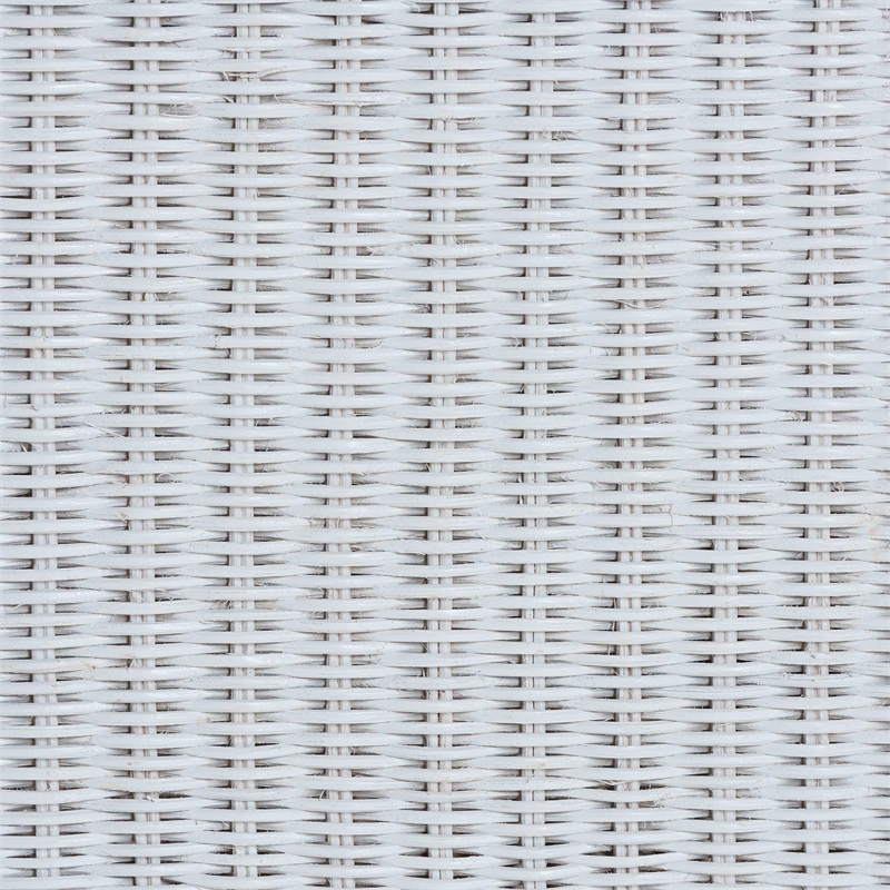 Pemberly Row Modern Bohemian White Scallop Rattan Console Table