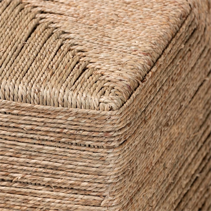 Pemberly Row Contemporary Japandi Natural Seagrass Coffee Table