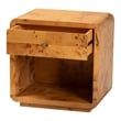 Pemberly Row Modern Natural Real Burl Wood 1-Drawer Nightstand