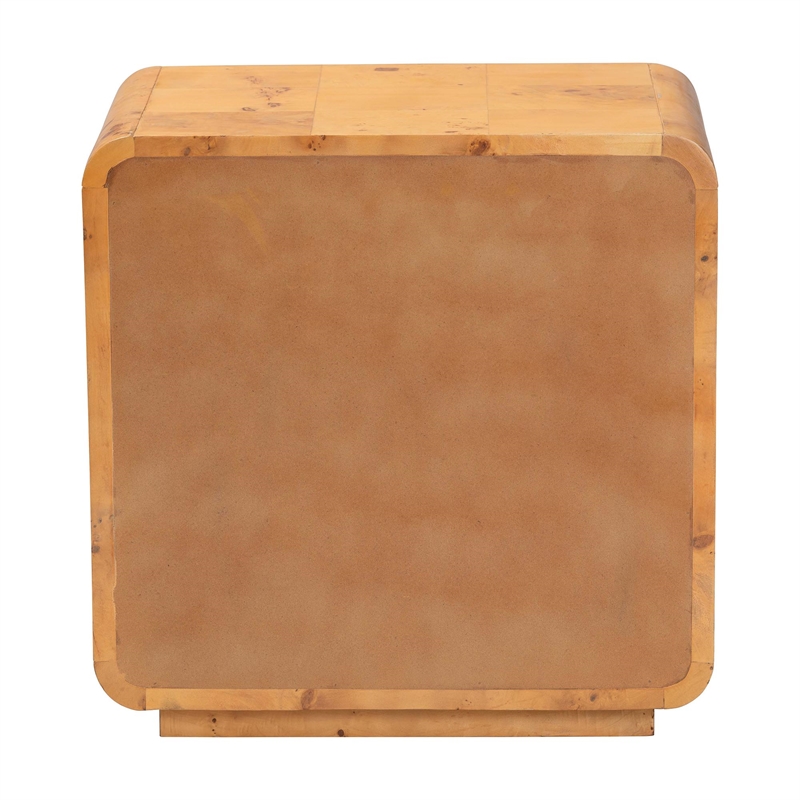 Pemberly Row Modern Natural Real Burl Wood 1-Drawer Nightstand