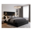 Pemberly Row Modern Solid Wood Tufted Velvet King Bed in Black