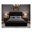 Pemberly Row Modern Solid Wood Tufted Velvet King Bed in Black