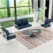 Pemberly Row Armchair Stainless Steel Frame Love Seat & Accent Chair in Blue