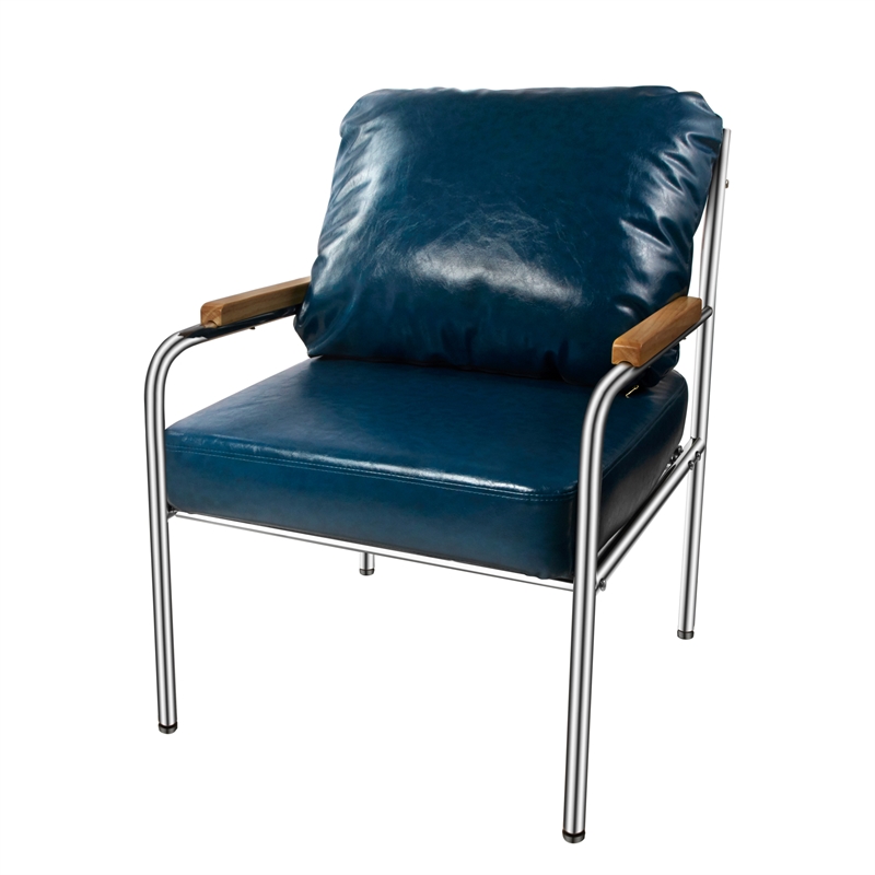 Pemberly Row Armchair Stainless Steel Frame Love Seat & Accent Chair in Blue