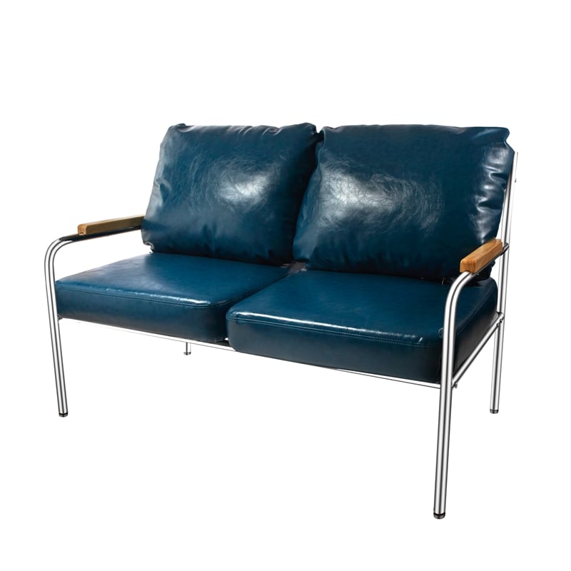 Pemberly Row Armchair Stainless Steel Frame Love Seat & Accent Chair in Blue