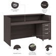 Pemberly Row 72W x 30D Reception Desk w/ Drawers in Storm Gray - Engineered Wood
