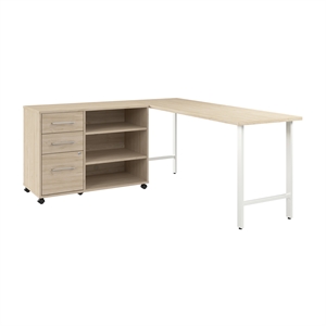 Pemberly Row Computer Desk with Storage in Natural Elm - Engineered Wood