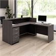 Pemberly Row L Reception Desk with Drawers in Storm Gray - Engineered Wood