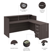 Pemberly Row L Reception Desk with Drawers in Storm Gray - Engineered Wood