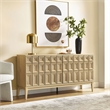 Pemberly Row Adjustable Shelves Rectangular Grid Panels Sideboard in Light Brown