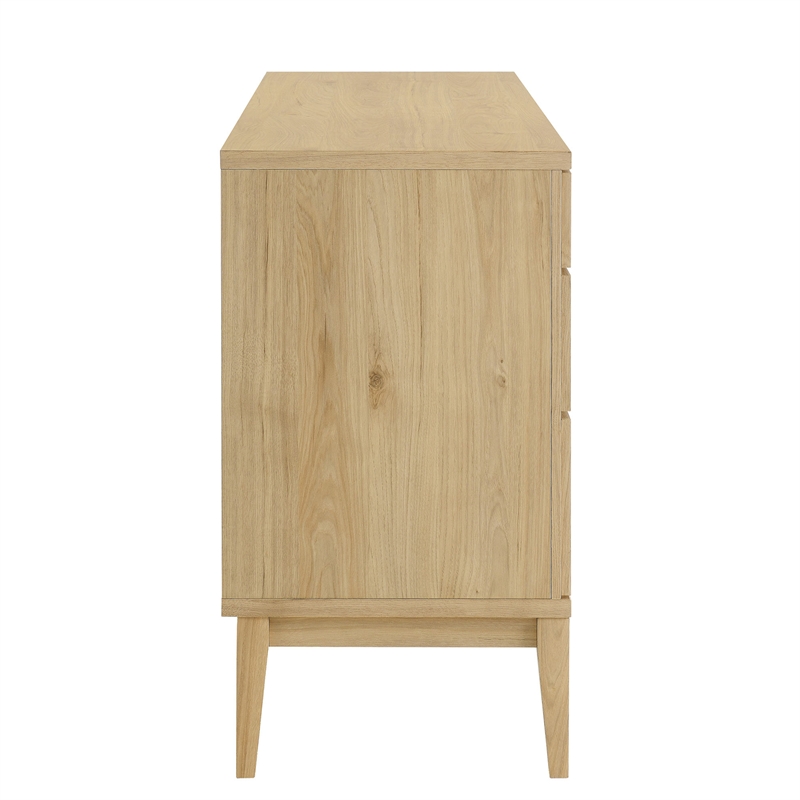 Pemberly Row Adjustable Shelves Rectangular Grid Panels Sideboard in Light Brown