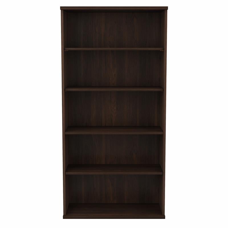Pemberly Row Tall 5 Shelf Bookcase in Black Walnut - Engineered Wood