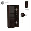 Pemberly Row Tall 5 Shelf Bookcase in Black Walnut - Engineered Wood