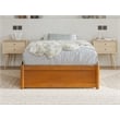 Pemberly Row Twin XL Wood Panel Platform Bed w/ Twin XL Trundle in Light Toffee