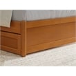 Pemberly Row Twin XL Wood Panel Platform Bed w/ Twin XL Trundle in Light Toffee