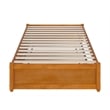 Pemberly Row Twin XL Wood Panel Platform Bed w/ Twin XL Trundle in Light Toffee
