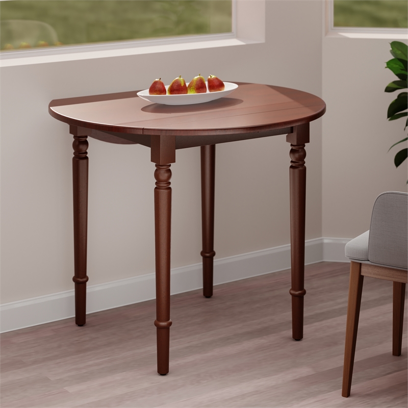 Pemberly Row Round Double Drop Leaf Dining Table Walnut Finish