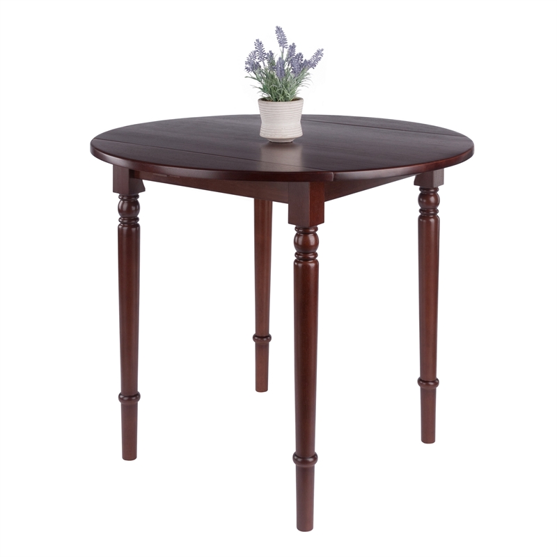 Pemberly Row Round Double Drop Leaf Dining Table Walnut Finish