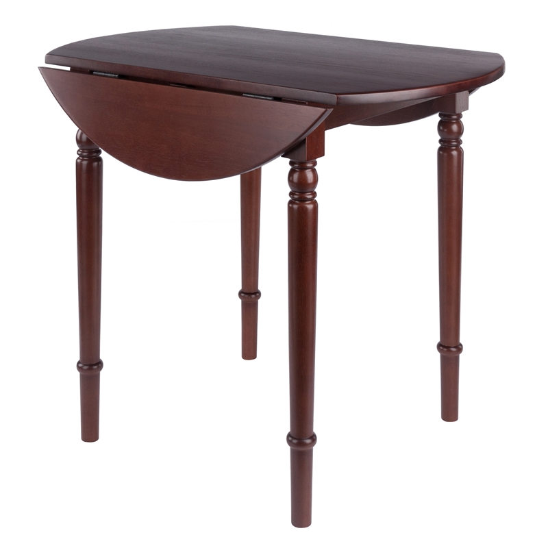 Pemberly Row Round Double Drop Leaf Dining Table Walnut Finish