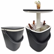 Pemberly Row Black Outdoor Adjustable Portable Bar Table with Ice Bucket