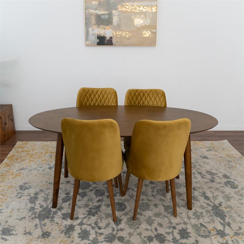 Pemberly Row Modern Solid Wood Walnut Dining Table and 4 Chair Set