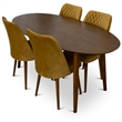 Pemberly Row Modern Solid Wood Walnut Dining Table and 4 Chair Set